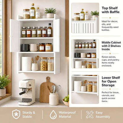 HAYOFAMY 4-Tier Wall Bathroom Storage Cabinet 7.9" D x 15.7" W x 23.6" H | PVC - Image 5