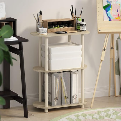 Furinno Turn-N-Tube No Tools 3-Tier Modern Oval Side Display Rack, Bauhaus - Image 2