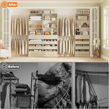 Aheaplus Closet System with 12 Drawers, 8.5-11.5Ft Wood Closet Organizer System - Image 6
