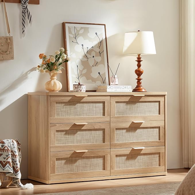 LEYAOYAO Rattan 6 Drawer Dresser - Image 5