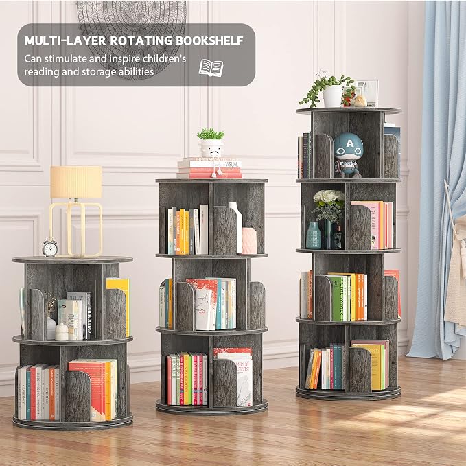 Aheaplus Rotating Bookshelf, 360 Display Corner Bookshelf - Image 5