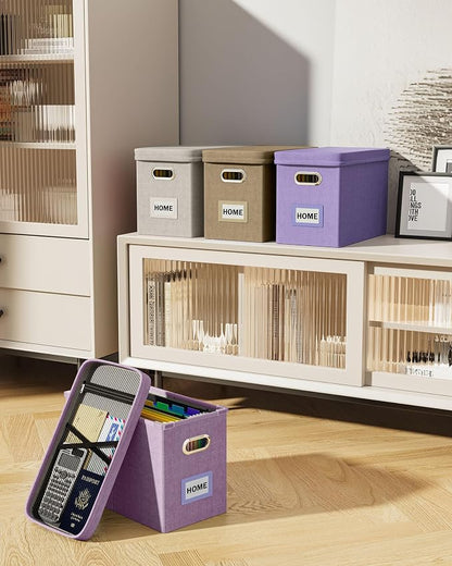 File Organizer with Lid, Hanging Filing Box with Mesh Pocket, Document Organizer - Image 7