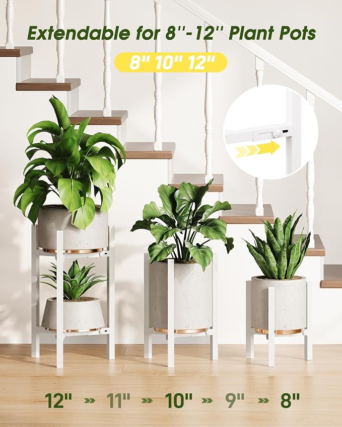 3 Pack Plant Stand Indoor Adjustable, Metal Modern Indoor Plant Stand, Heavy - Image 3