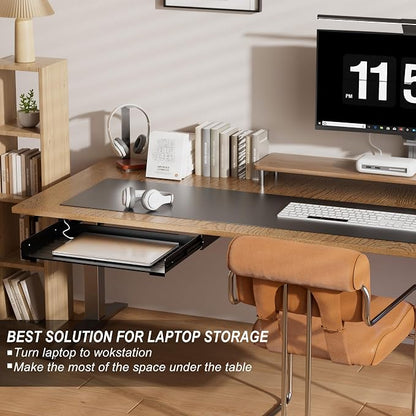 Under Desk Laptop Drawer, 22.8'' Wide Pull-Out Tray – Metal Perforated Bottom - Image 4
