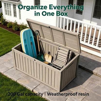 200 Gallon Waterproof Deck Box, Large Resin Outdoor Storage Box - Image 6