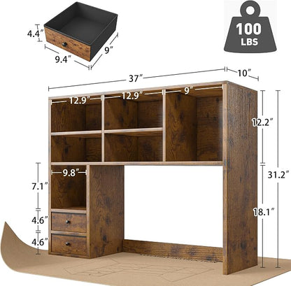 REIBII Desktop Bookshelf, High-Capacity Desk Hutch Organizer - Image 2