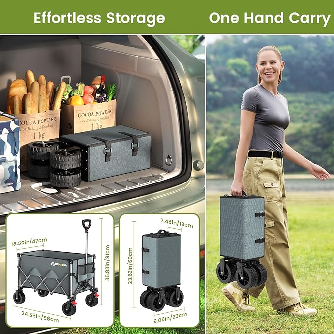 Blomoba Collapsible Wagon Cart, 150L Foldable Wagon - Image 3
