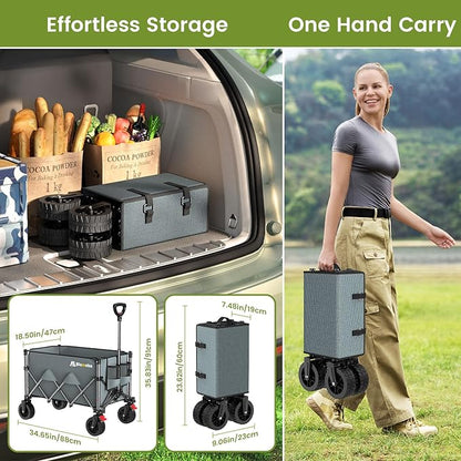 Blomoba Collapsible Wagon Cart, 150L Foldable Wagon - Image 3