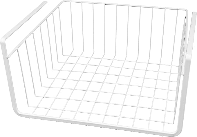 White Wire Under-Shelf Storage Basket, 11-Inch – Durable Organization Solution by SouthernHomewares