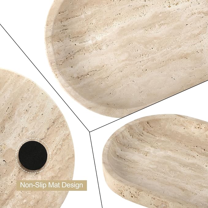 Koville Natural Marble Tray for Bathroom Counter, Vanity Tray Stone Trays for - Image 4