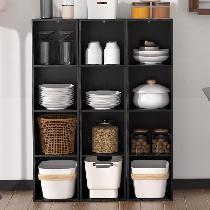 4 Cube Storage Organizer, 4 Tier Cube Low Bookcase Freestanding Storage Display - Image 7