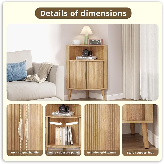 Bathroom Corner Storage Cabinet, 31.5''H Small Floor Corner Cabinet - Image 4