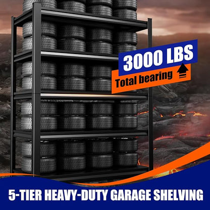 71" H-35 W Garage Shelving Heavy Duty Storage Shelves, Metal Adjustable - Image 4