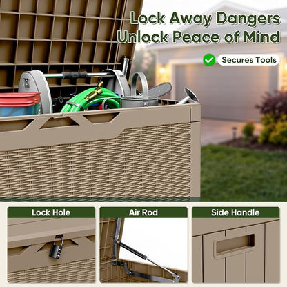 Flamaker Outdoor Storage Box 100 Gallon Waterproof Resin Deck Box Delivery Box - Image 2