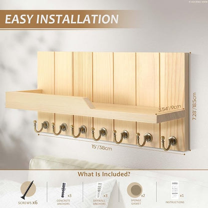 Rebee Vision Farmhouse Pine Key Holder Wall Mount - Image 2