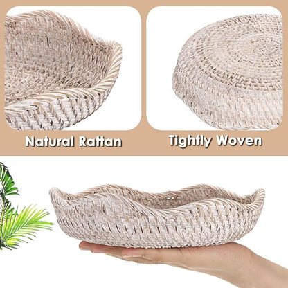 Hipiwe Decorative Key Tray Rattan Storage Bowl Food Serving Basket - Image 6