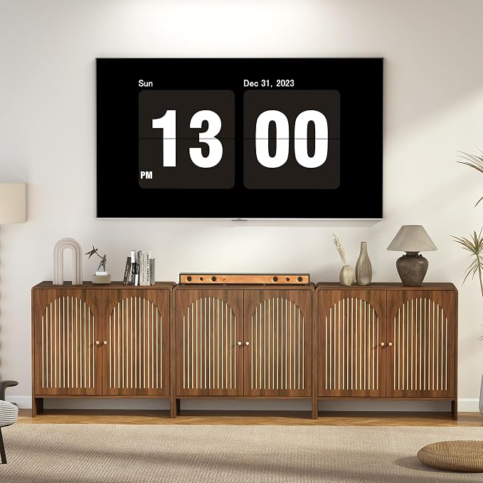Sideboard Buffet Cabinet with Storage, Wood Arched Storage Cabinet with 2 Doors - Image 7