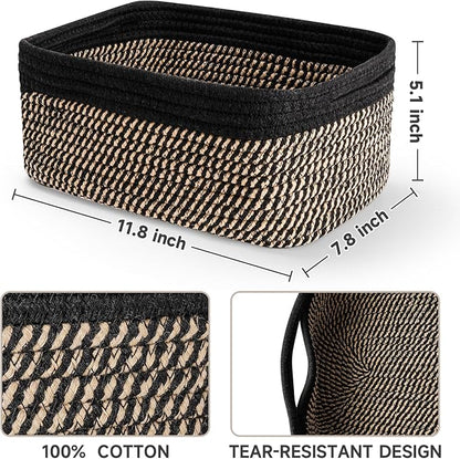 3-Pack Shelf Baskets for Organizing, Closet Organizer Bins, Small Woven Baskets - Image 2