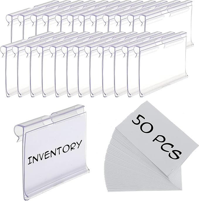 50pcs Labels for Storage Bins Plastic Label Clip, Basket Labels Clip On Wire by Noleja