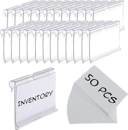 50pcs Labels for Storage Bins Plastic Label Clip, Basket Labels Clip On Wire by Noleja