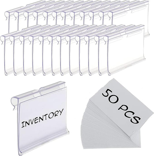 50pcs Labels for Storage Bins Plastic Label Clip, Basket Labels Clip On Wire by Noleja