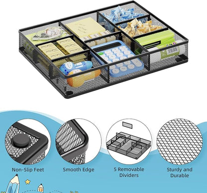 Marbrasse 2Pack Desk Drawer Organizer, Metal Mesh Drawer Organizer Tray - Image 5