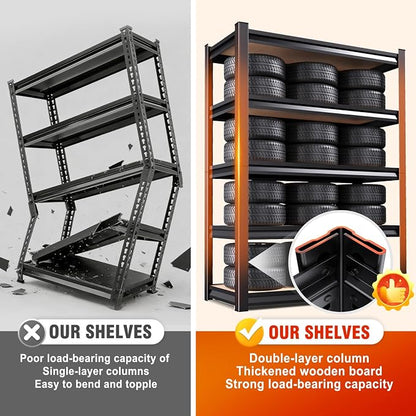 Storage Shelves, Adjustable Shelving Unit, 5T Wood Garage Shelving, Heavy Duty - Image 6