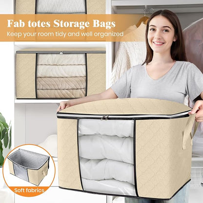 Fab totes 24 Gallons Clothes Storage, Foldable Thick Fabric Blanket Storage Bags - Image 5