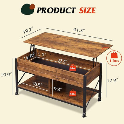WLIVE Coffee Table, 41.3" Lift Top Coffee Table - Image 3