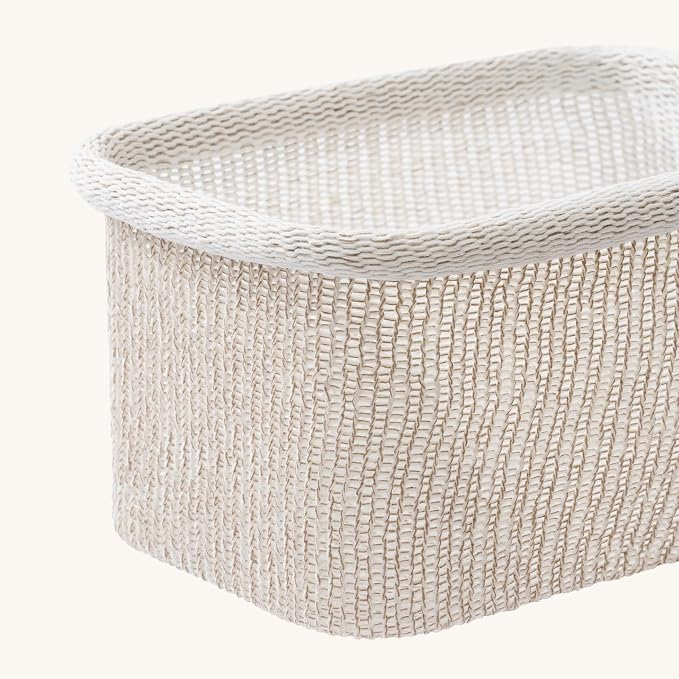 La Jolie Maison Blended Fabric Storage Baskets Set of 2, Rectangle Knitted - Image 6