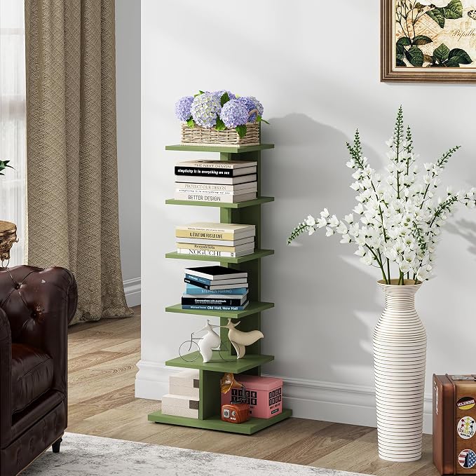TUTOTAK Book Shelf, Narrow Spine Bookshelf, 6-Tier Bookcase - Image 5