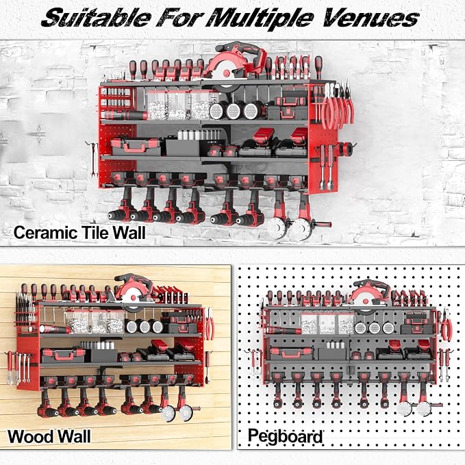 Power Tool Organizer Wall Mount, Cordless Drill Hanger Storage Rack 8 Drill - Image 7