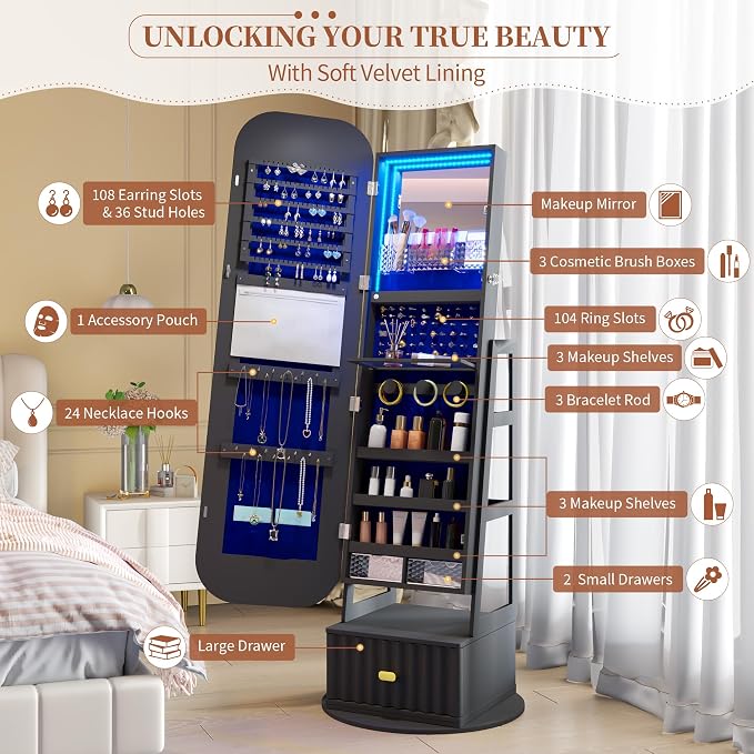 61" Full Length Mirror Jewelry Cabinet - Image 3