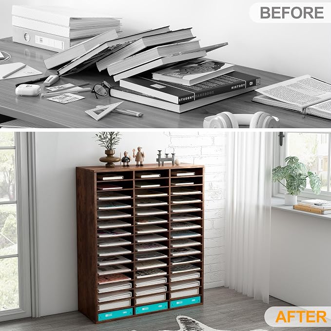 TQVAI Literature Organizer, Heavy Duty 48 Compartments Countertop Mail Organizer - Image 8