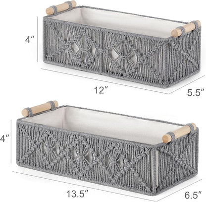 Mkono Macrame Storage Baskets Boho Decor Box Handmade Woven Decorative - Image 6