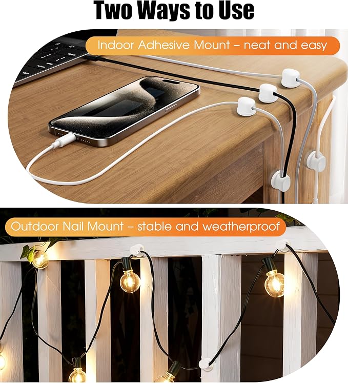 8 Pack Cord Organizer, Ω-Shaped Rotatable Cable Clips, Strong Adhesive Cable - Image 7