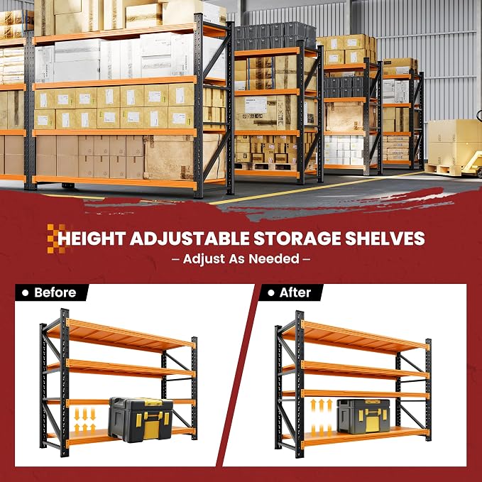79" Wide Metal Garage Shelves, 7000LBS Storage Shelving Heavy Duty, Standing - Image 4