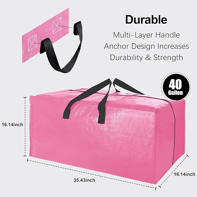 6 Pack Heavy Duty Extra Large Moving Bags W/Backpack Straps - Image 2