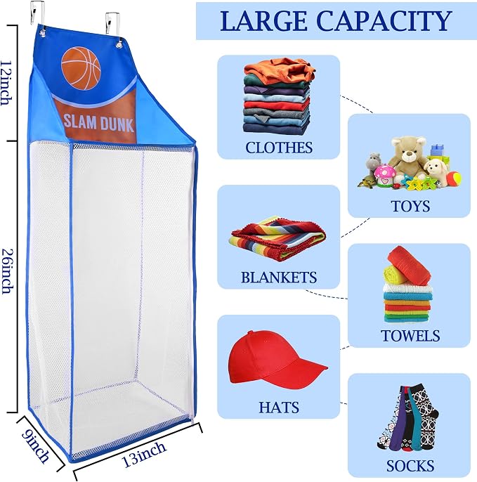 SPINFOX 2 Pack Over the Door Laundry Hamper, Hanging Basketball Basket | - Image 4