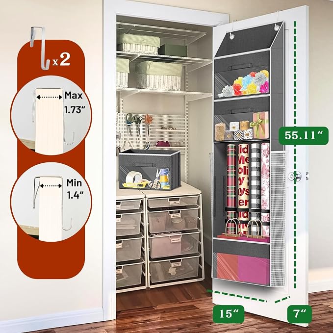 Over Door Wrapping Paper Organizer Storage - Image 5