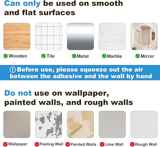Adhesive Shower Caddy, 2 Pack Acrylic Bathroom Shelves, No Drill Wall Mount - Image 6