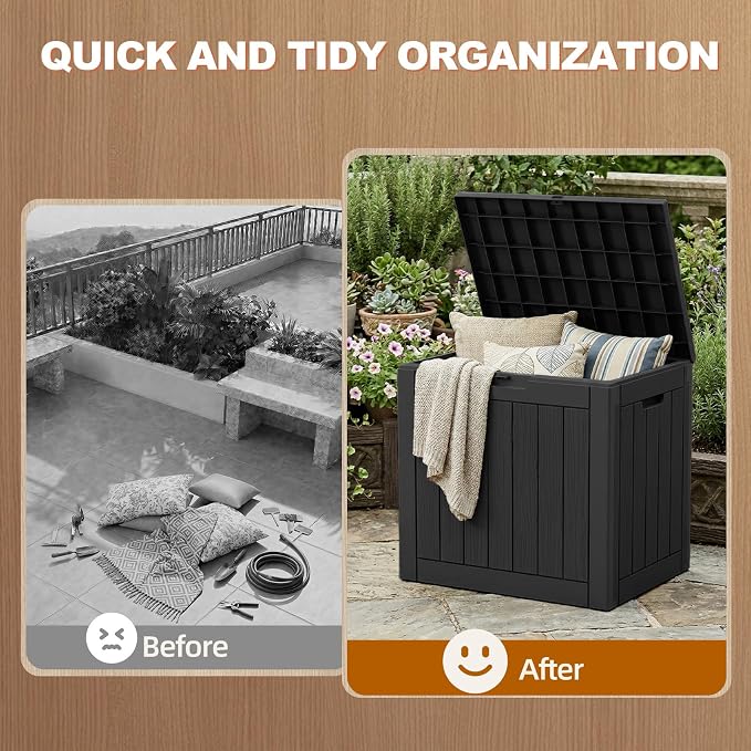 EFU Outdoor Storage Box 38 Gallon Deck Box Lockable UV Resistance Waterproof - Image 3