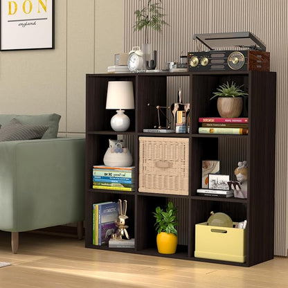 PrimeZone Stackable 9 Cube Storage Organizer: Wood Cubes Shelf Fits Cubby Bins - Image 2