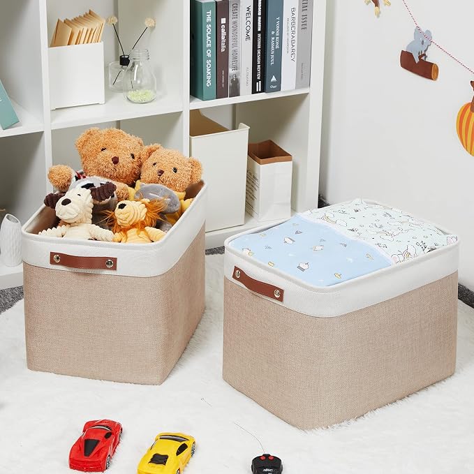 HNZIGE Fabric Storage Baskets for Organizing Large Canvas Rectangular Storage - Image 3