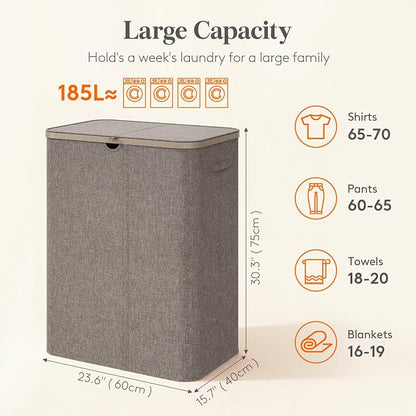 Lifewit 185L 3 Section Laundry Hamper - Image 2