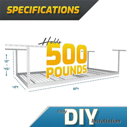 MonsterRax Overhead Garage Storage Racks 3x8’ Ceiling Mounted Shelving - Image 2