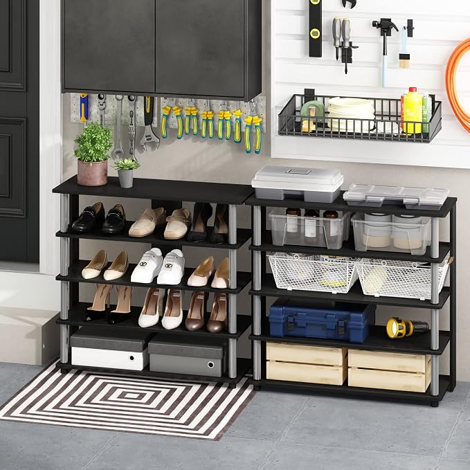 Furinno Turn-N-Tube 5 Tier Wide Shoe Rack, Stainless Steel Tubes - Image 2