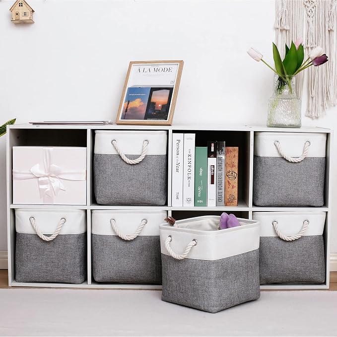MidmmVick 11 x 11 Inch Cube Storage Bins, 6 Pack Large Collapsible Fabric - Image 2
