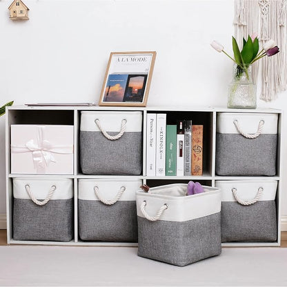 MidmmVick 11 x 11 Inch Cube Storage Bins, 6 Pack Large Collapsible Fabric - Image 2