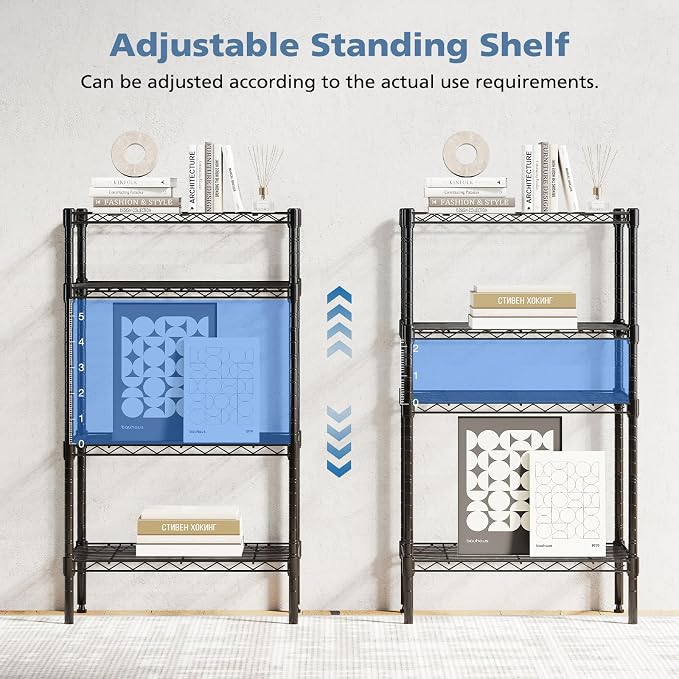 DUMOS 4-Tier Metal Wire Storage Shelves, Adjustable Standing Storage Rack Shelf - Image 6